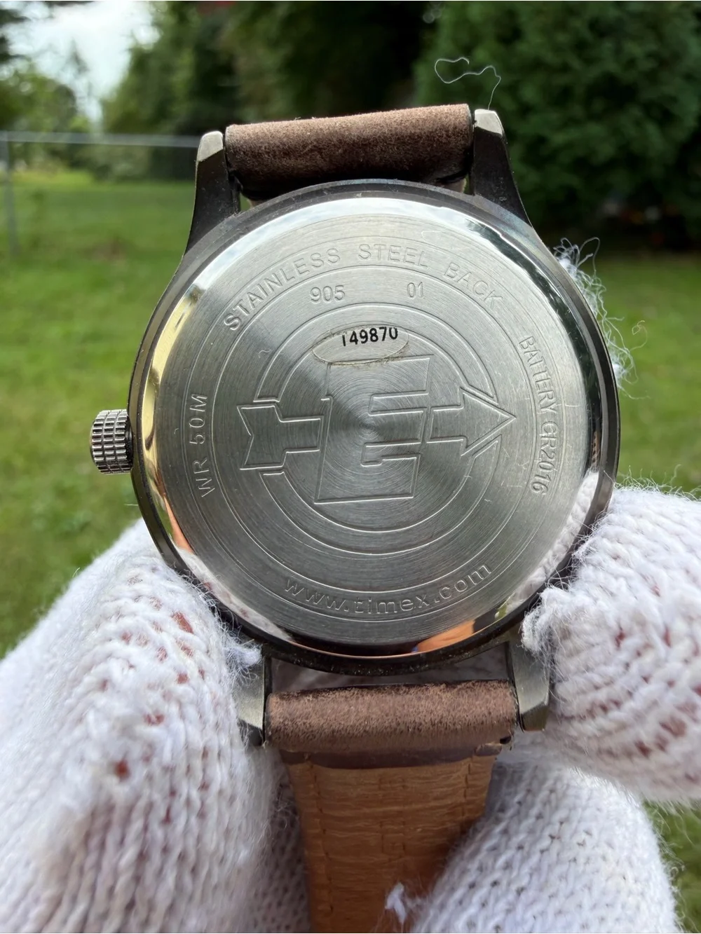 Timex Expedition Scout 905 Watch 149870 CR2016 Battery Cream Dial Brown Leather